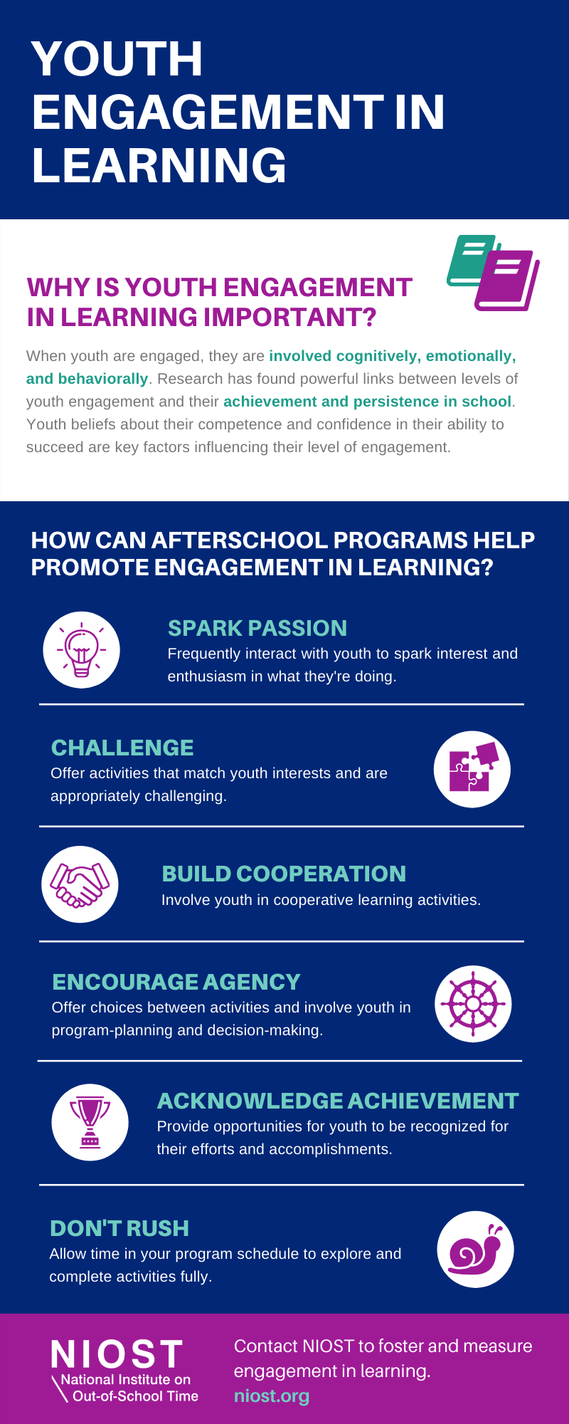 Infographic with tips to boost youth engagement in learning